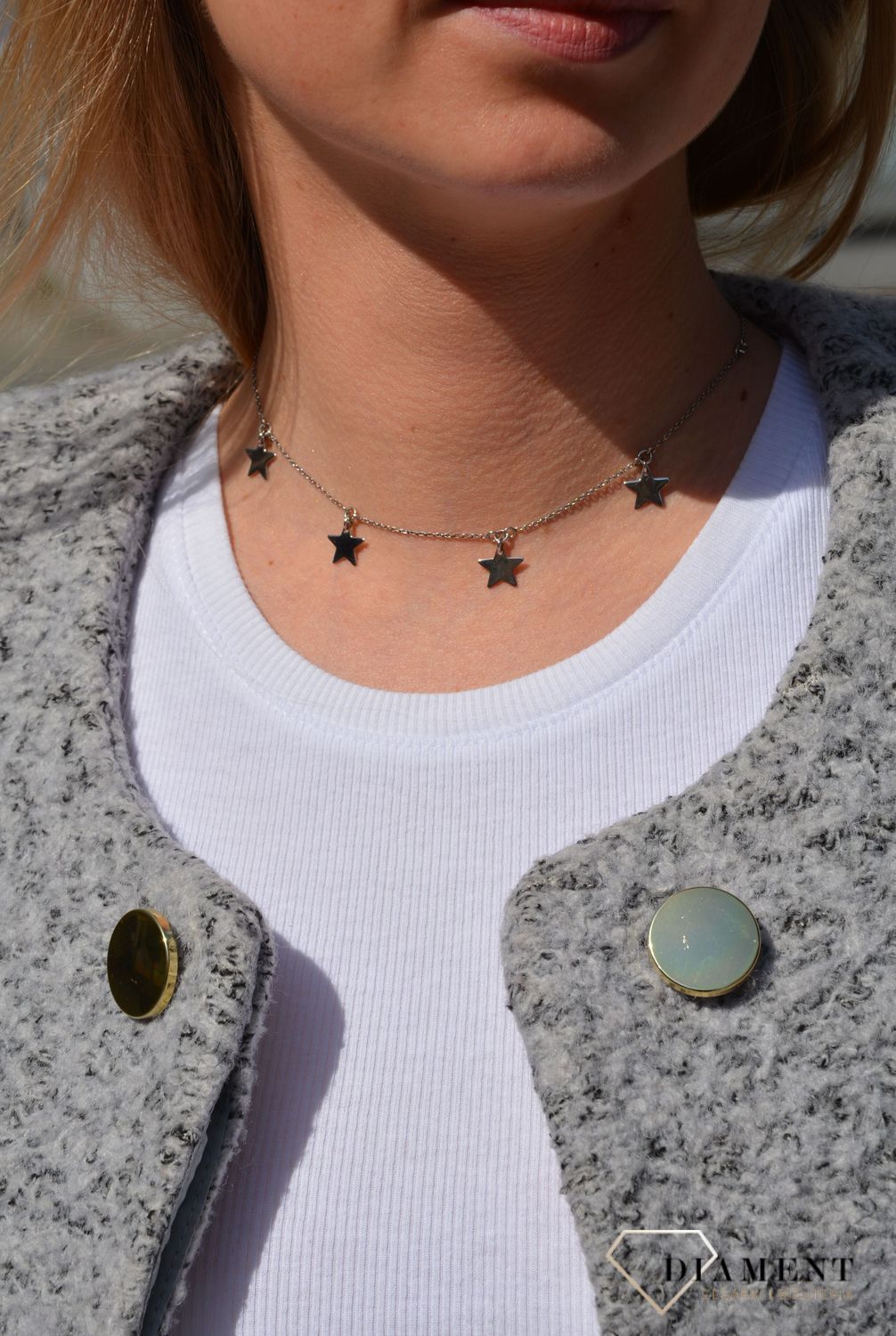 Naszyjnik srebrny damski gwiazdy dla Gwiazdy C RM 20416 MOD 084 ✓Naszyjnik posiada cztery ozdobne srebrne gwiazdki✓ naszyjniki celebrytki1.jpg